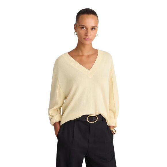 Madewell Cashmere V-Neck Sweater Ivory Cream Relaxed XS NWT